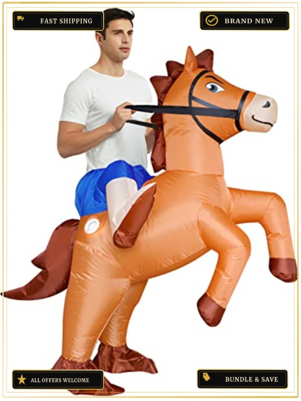 Inflatable Ride On Horse Costume Adult Cowboy Blow Up Suit